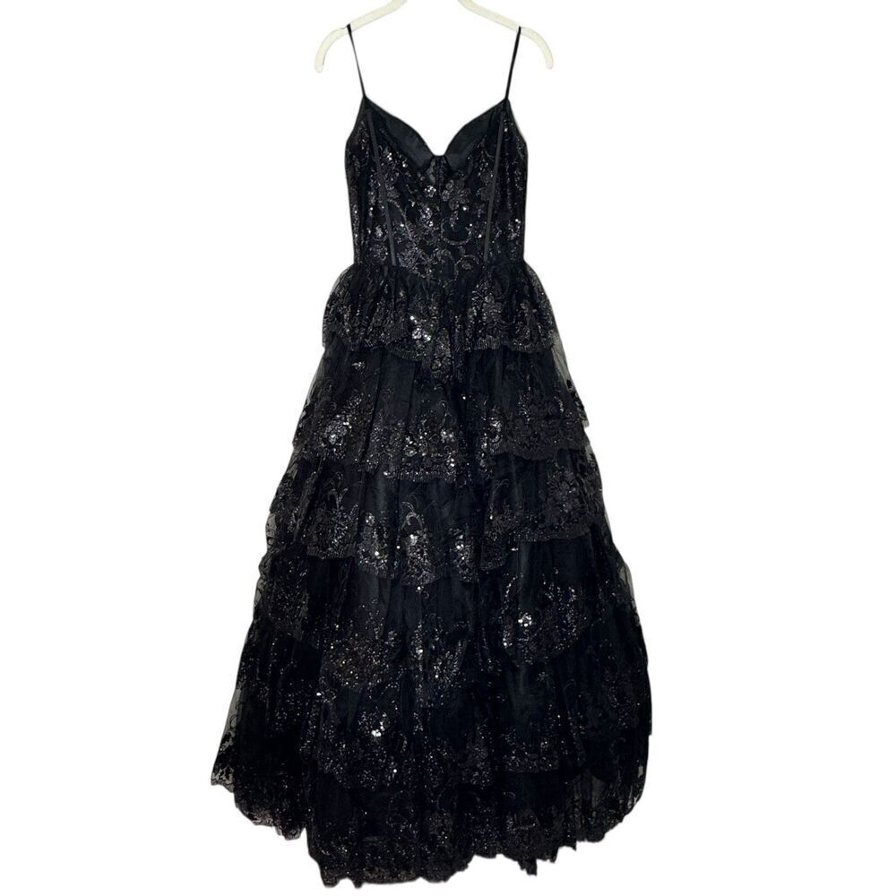 Ladivine by Cinderella Divine Ball Gown Formal Dress Prom Lace Tiered Size XS - Picture 9 of 13